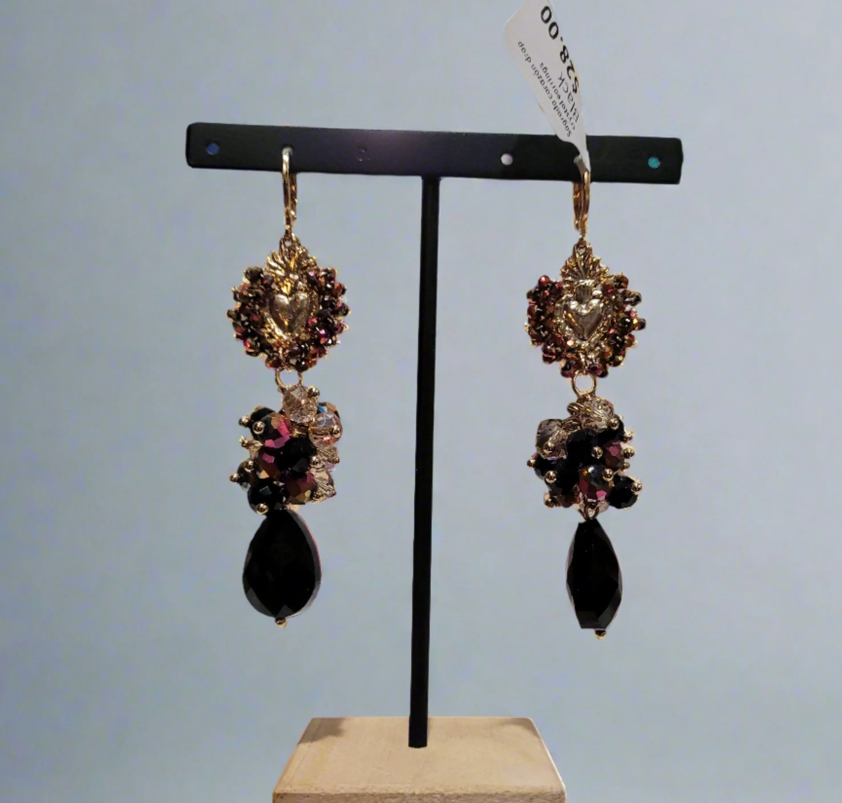 Sagrado corazón drop crystal earrings