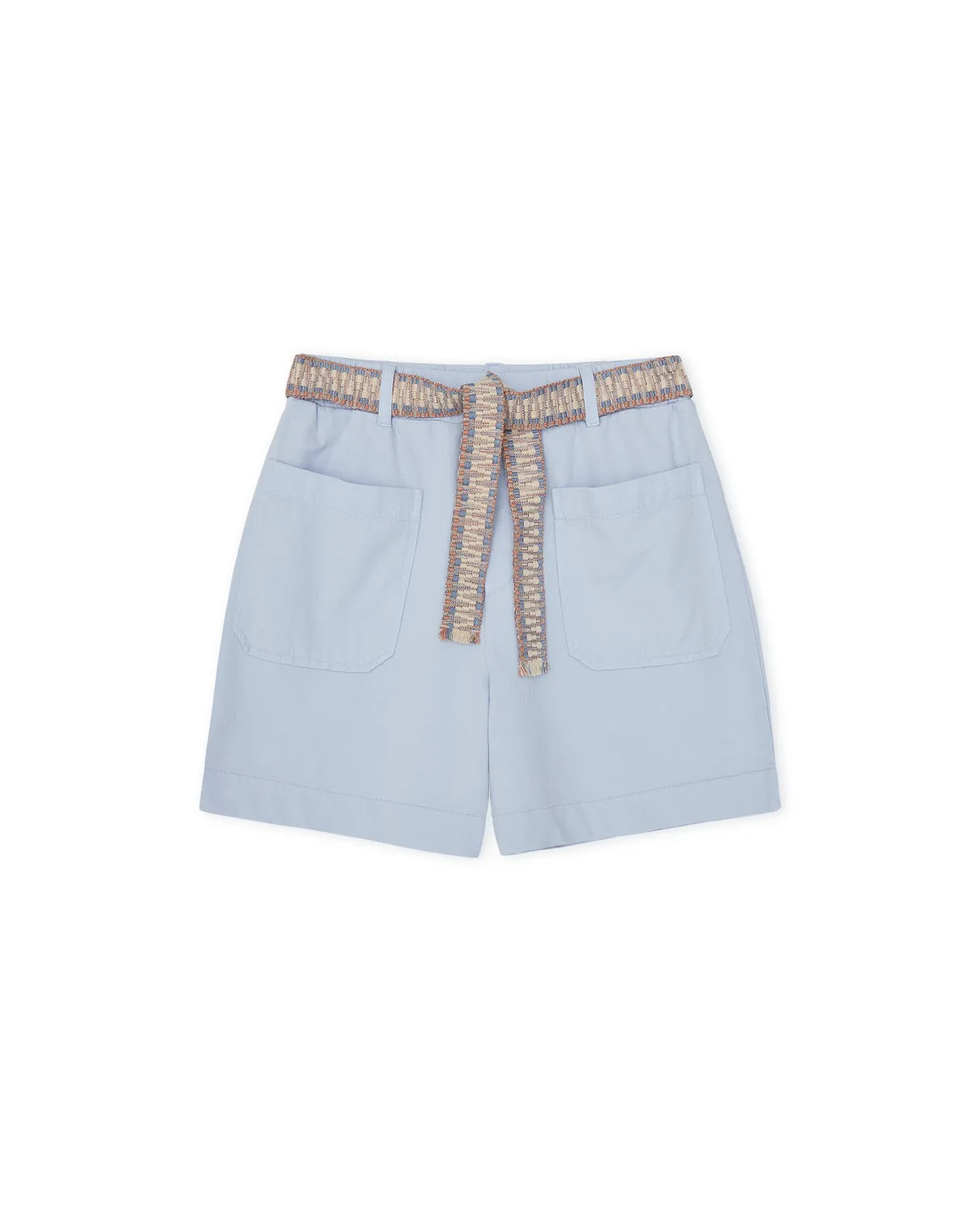 SHORTS WITH WOVEN BELT (SKY BLUE) - YERSE