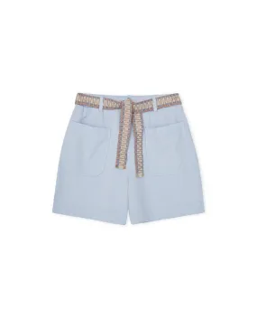 SHORTS WITH WOVEN BELT (SKY BLUE) - YERSE