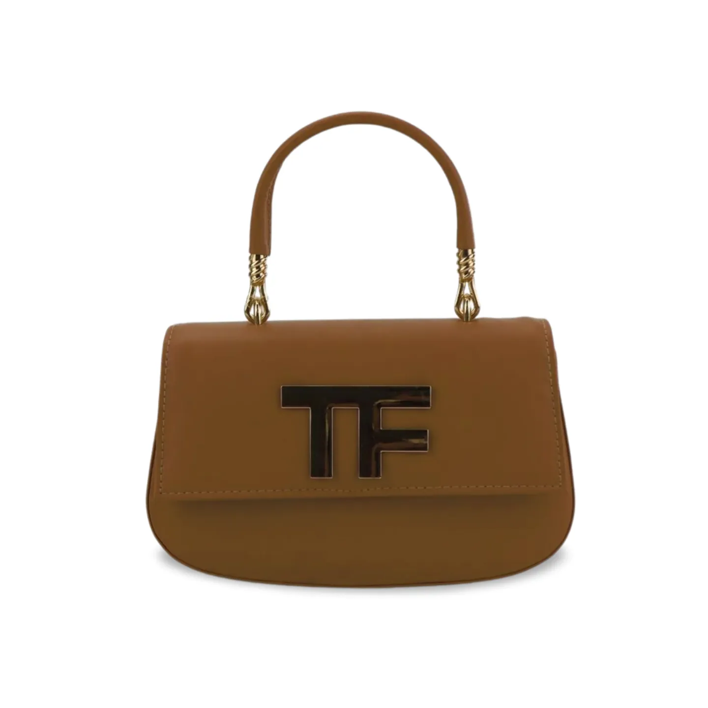 Sophisticated Faux Leather Purse with Gold TF Monogram