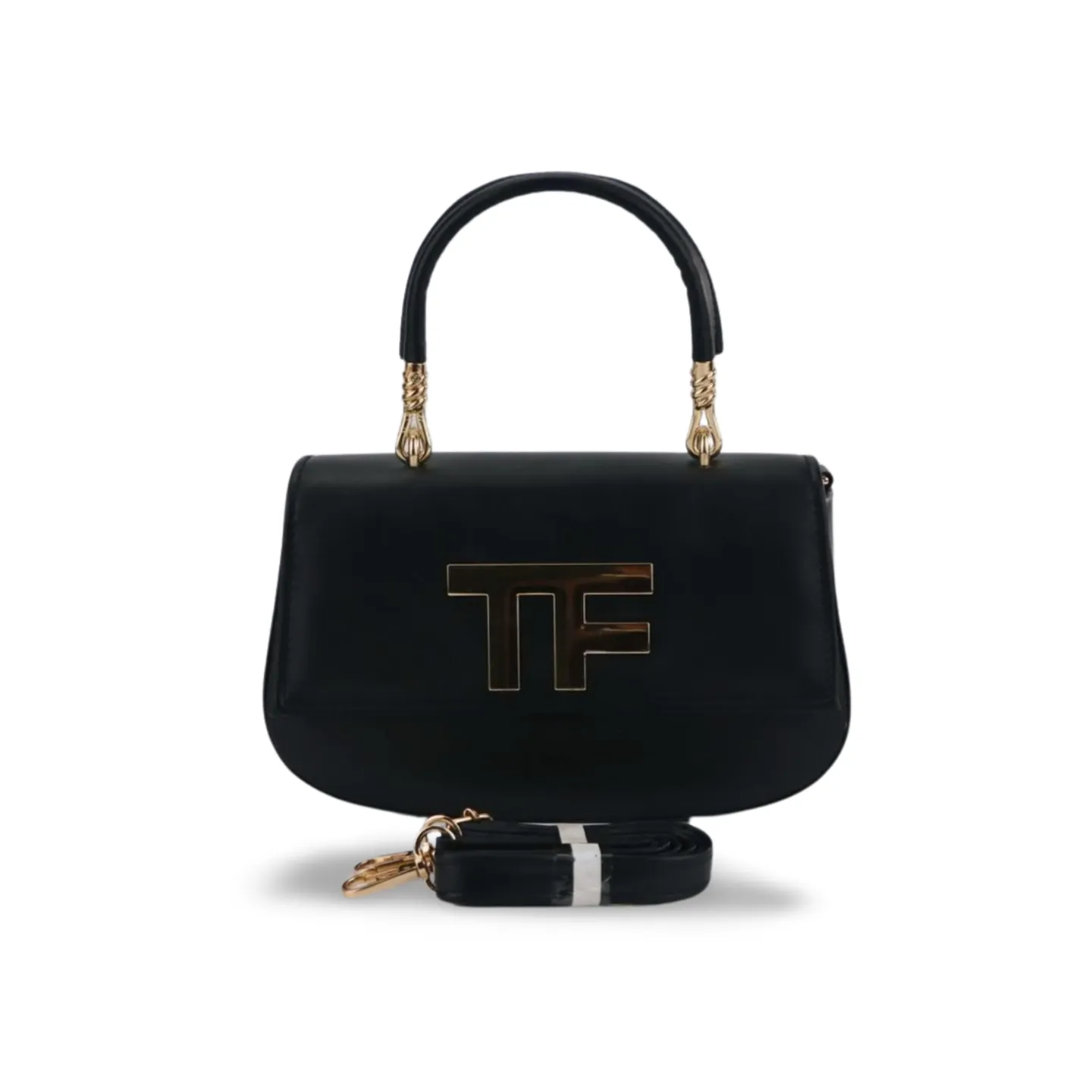 Sophisticated Faux Leather Purse with Gold TF Monogram