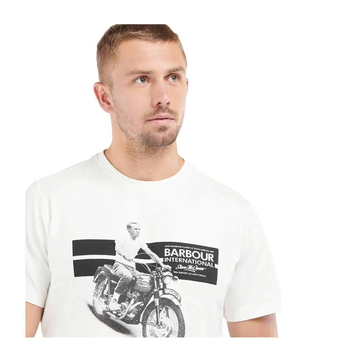 T-shirt Barbour International Steve McQueen Chase Bianco