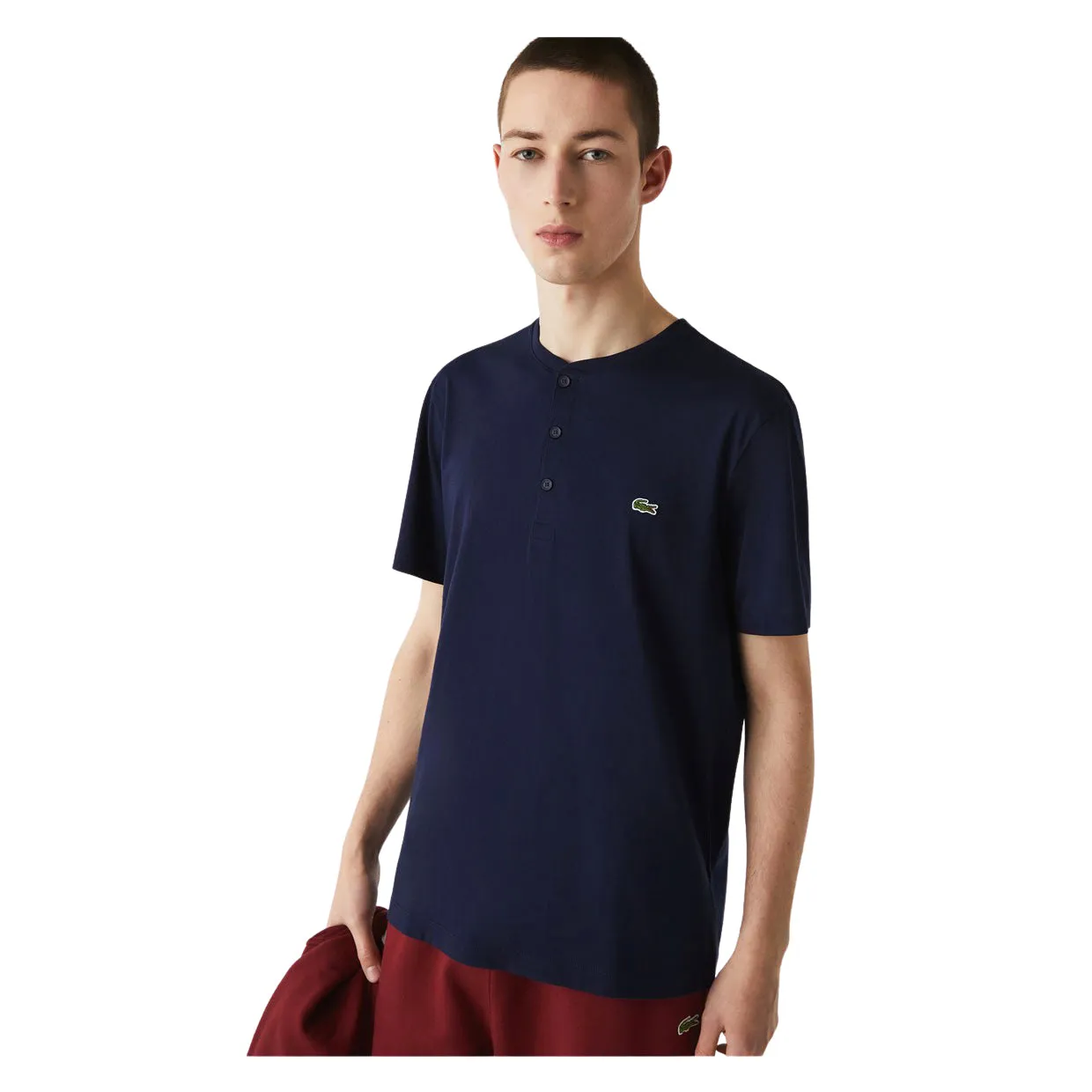 T-shirt Collo Serafino Cotone Pima Blu Navy