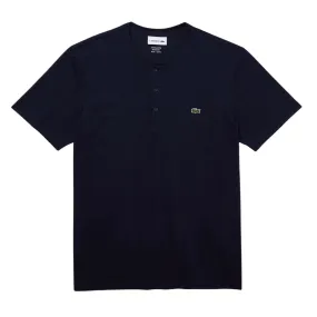 T-shirt Collo Serafino Cotone Pima Blu Navy