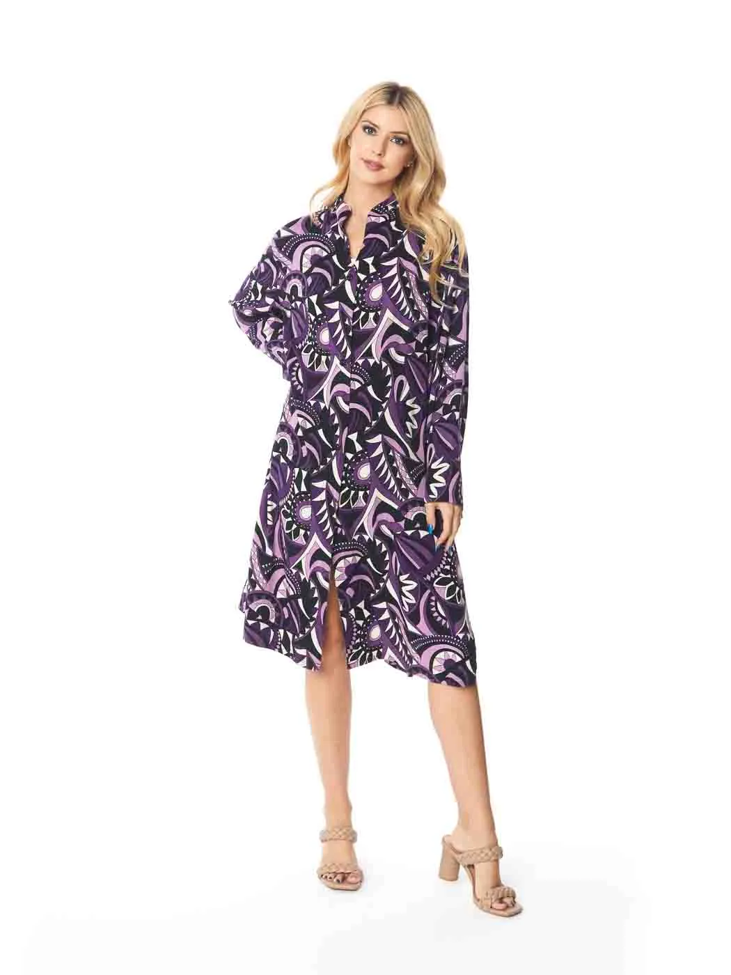 Tianello TENCEL™  "Art Deco" Print Long "SELENA"  Duster Jacket