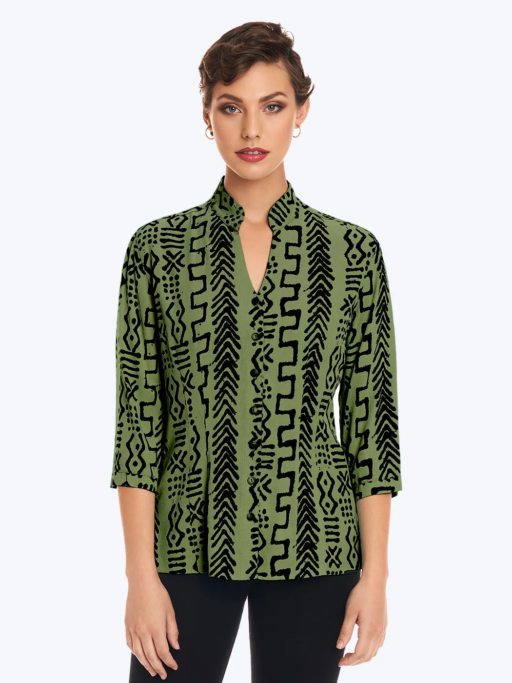 Tianello TENCEL™ "Mud" Print Dynasty Blouse