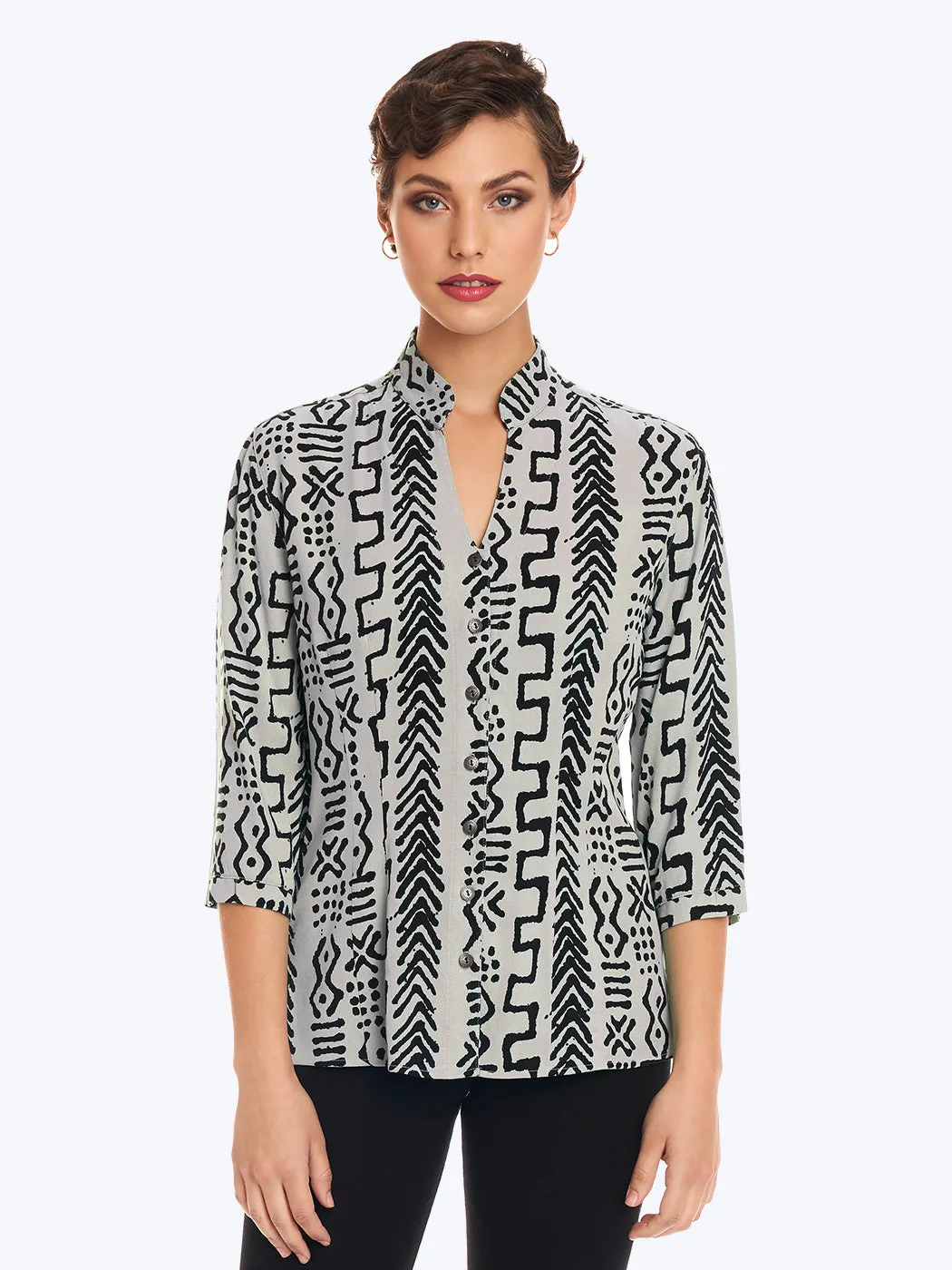 Tianello TENCEL™ "Mud" Print Dynasty Blouse