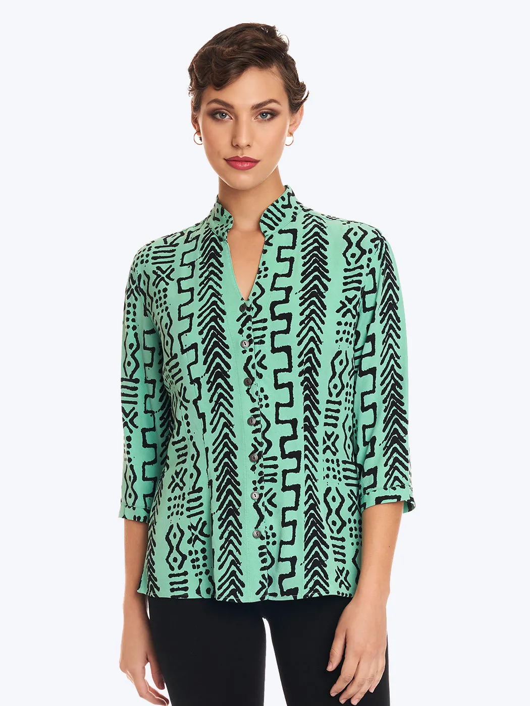 Tianello TENCEL™ "Mud" Print Dynasty Blouse