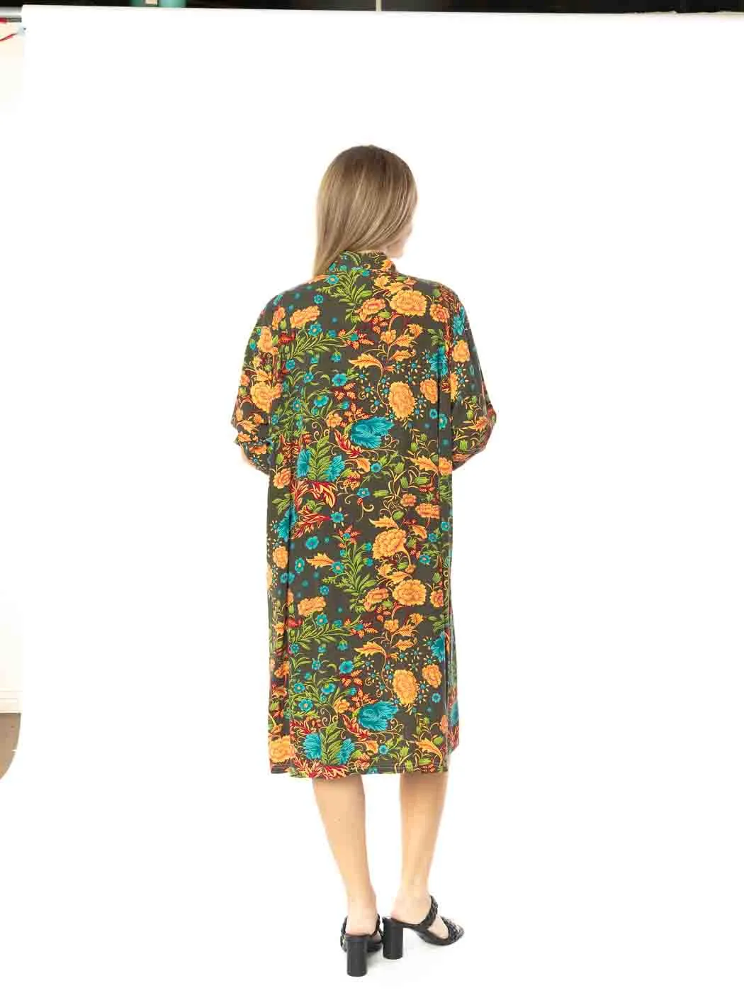 Tianello TENCEL™  "Vintage Floral" Print Long "SELENA"  Duster Jacket