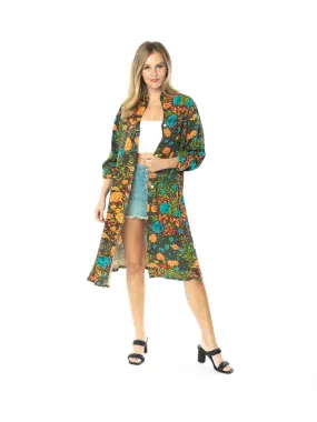 Tianello TENCEL™  "Vintage Floral" Print Long "SELENA"  Duster Jacket