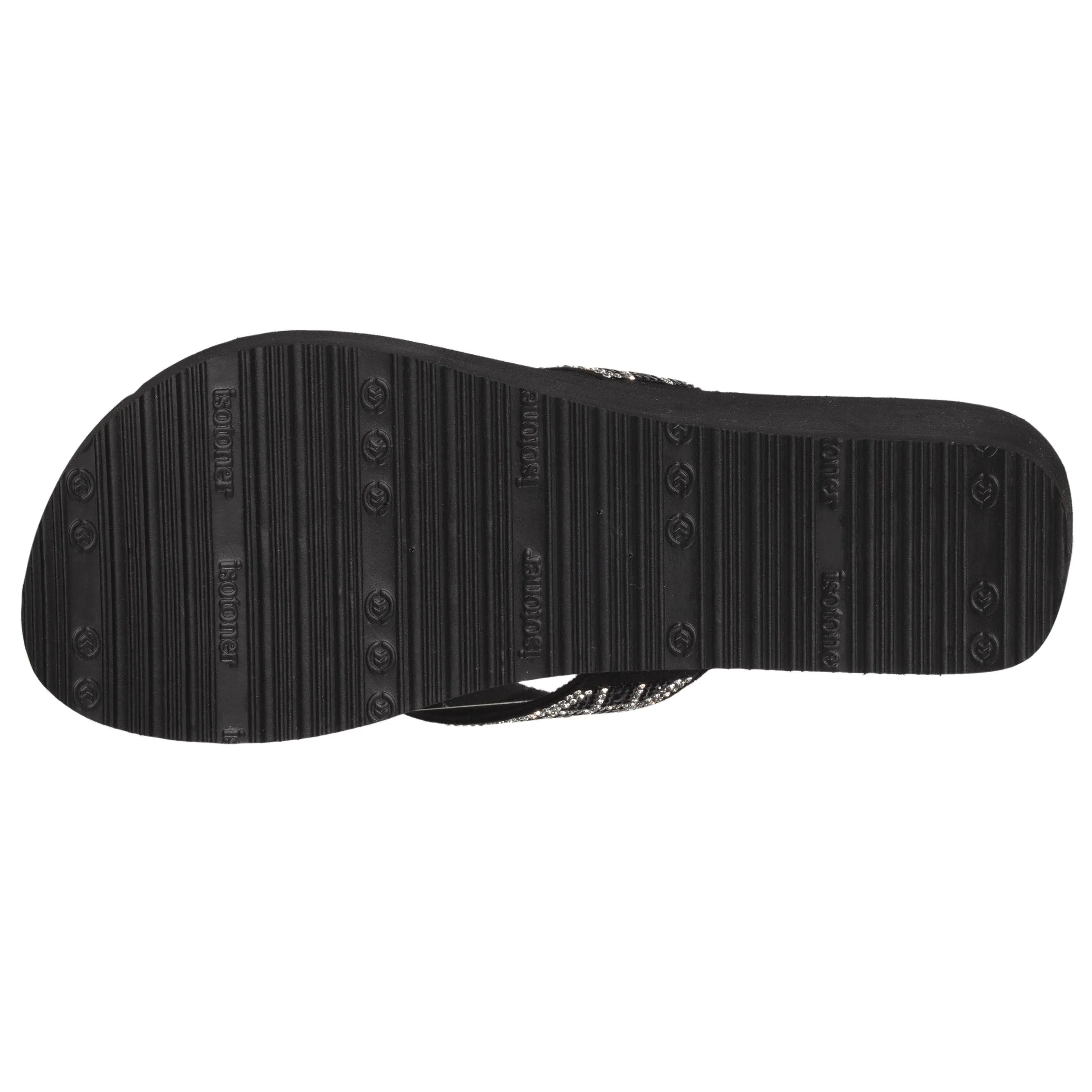 Tongs Femme talon paillettes Noir